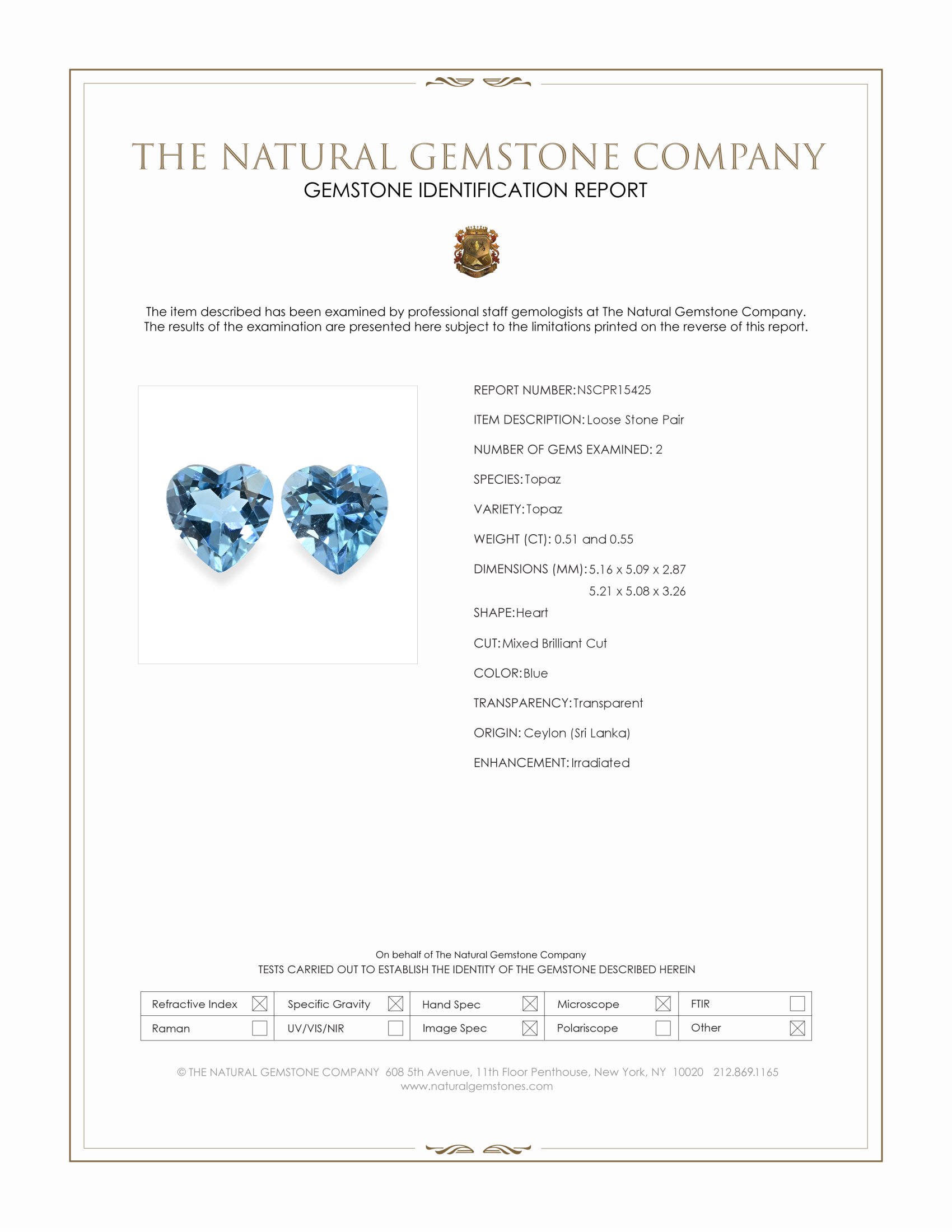 1.06 Ct.Tw. Blue Topaz Pair from Ceylon (Sri Lanka)