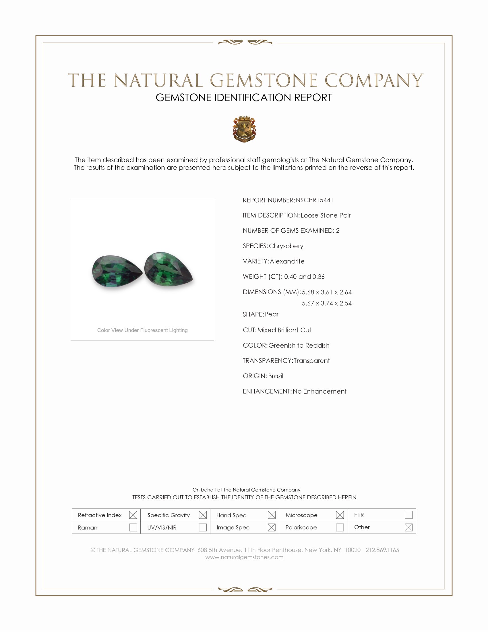 0.76 Ct.Tw. Alexandrite Pair from Brazil