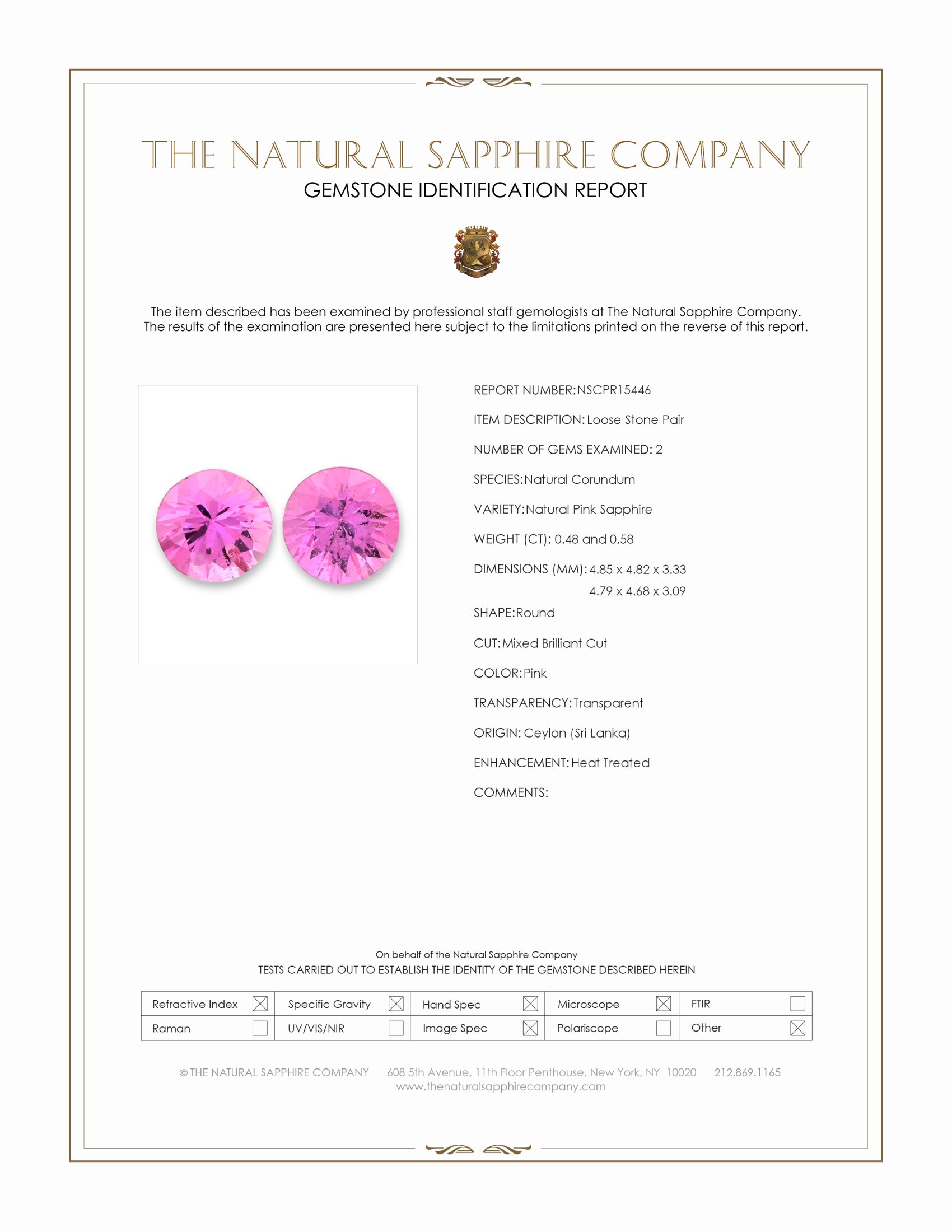 1.06 Ct.Tw. Pink Sapphire Pair from Ceylon (Sri Lanka)