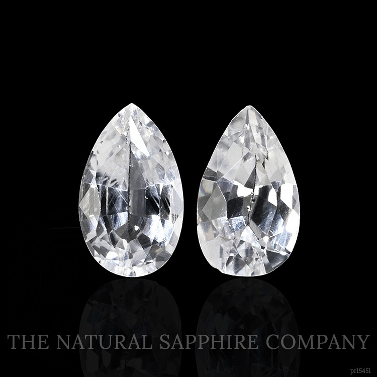 0.54 Ct.Tw. White Sapphire Pair from Ceylon (Sri Lanka)
