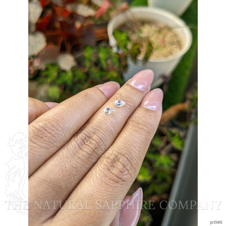 0.54 Ct.Tw. White Sapphire Pair from Ceylon (Sri Lanka)