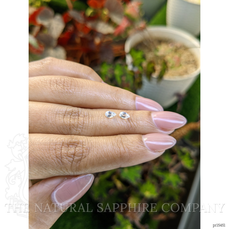 0.54 Ct.Tw. White Sapphire Pair from Ceylon (Sri Lanka)