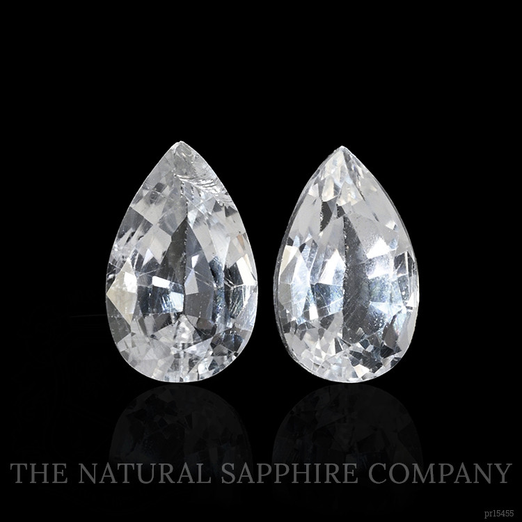 0.52 Ct.Tw. White Sapphire Pair from Ceylon (Sri Lanka)