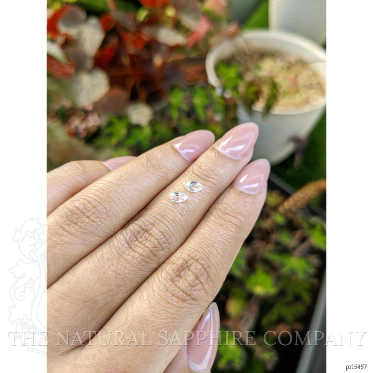 0.57 Ct.Tw. White Sapphire Pair from Ceylon (Sri Lanka)