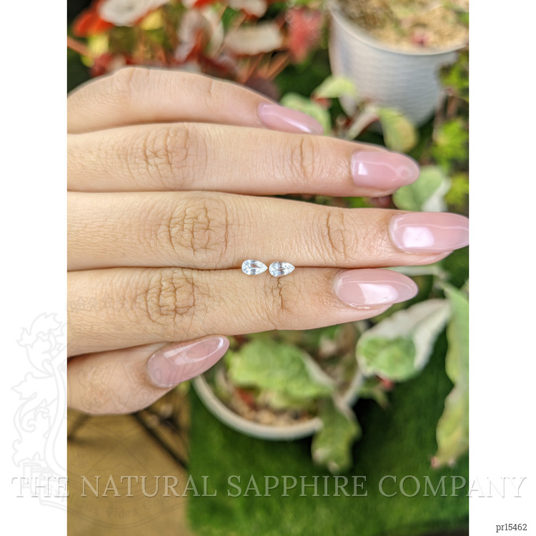 0.57 Ct.Tw. White Sapphire Pair from Ceylon (Sri Lanka)