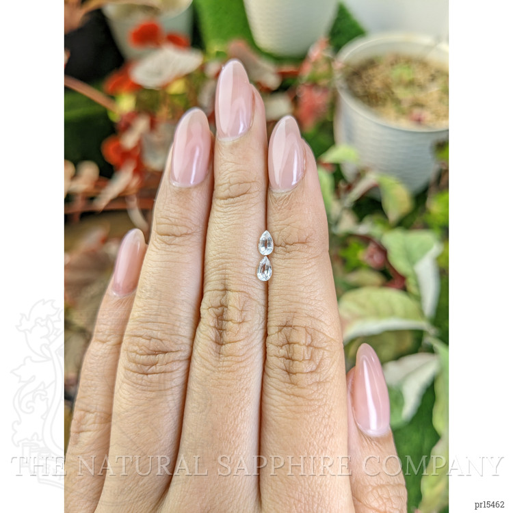 0.57 Ct.Tw. White Sapphire Pair from Ceylon (Sri Lanka)
