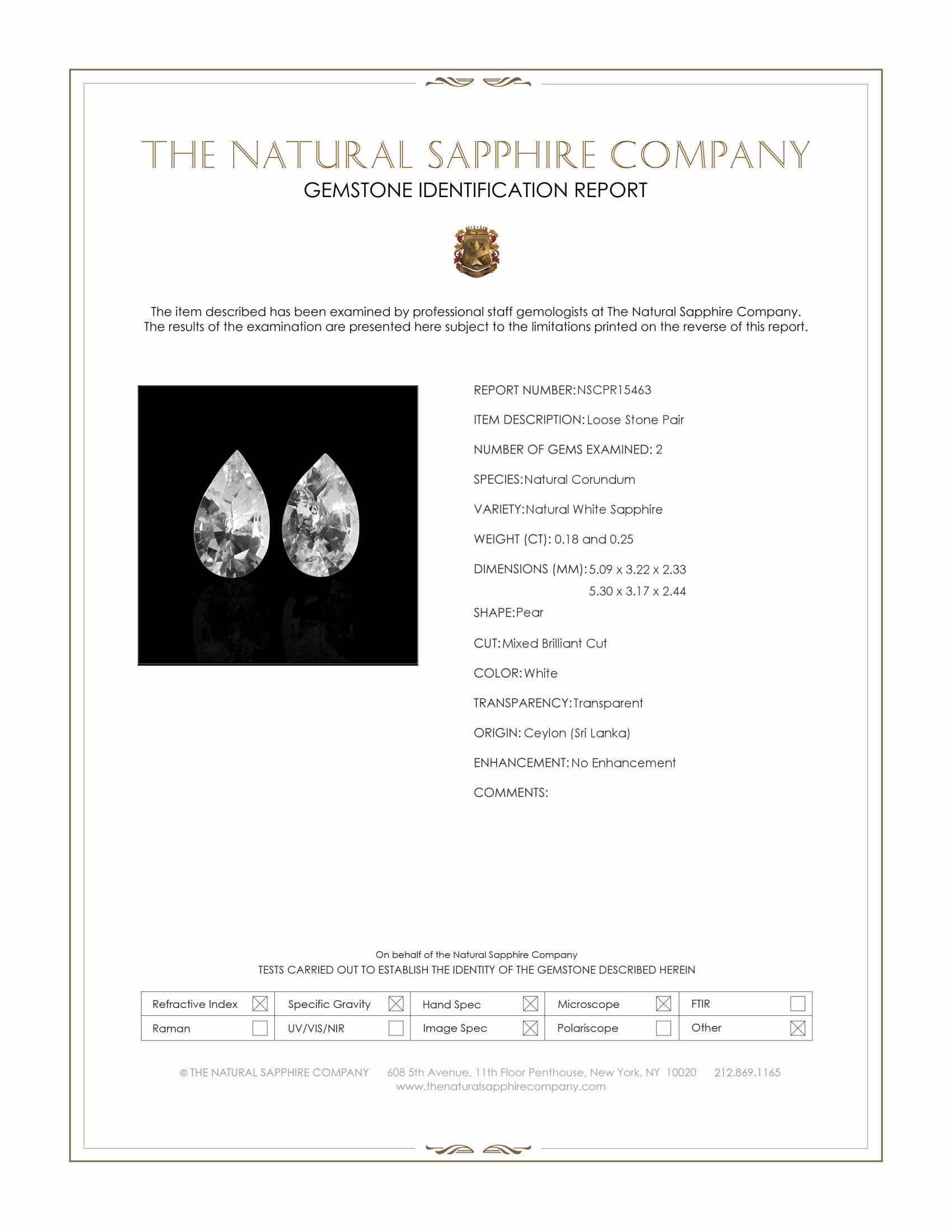 0.43 Ct.Tw. White Sapphire Pair from Ceylon (Sri Lanka)