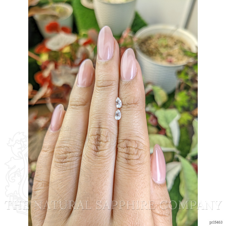 0.43 Ct.Tw. White Sapphire Pair from Ceylon (Sri Lanka)
