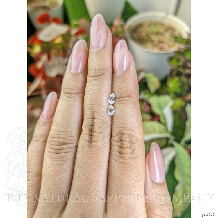 0.56 Ct.Tw. White Sapphire Pair from Ceylon (Sri Lanka)