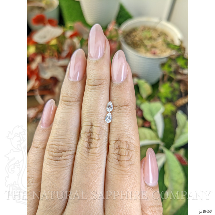 0.53 Ct.Tw. White Sapphire Pair from Ceylon (Sri Lanka)