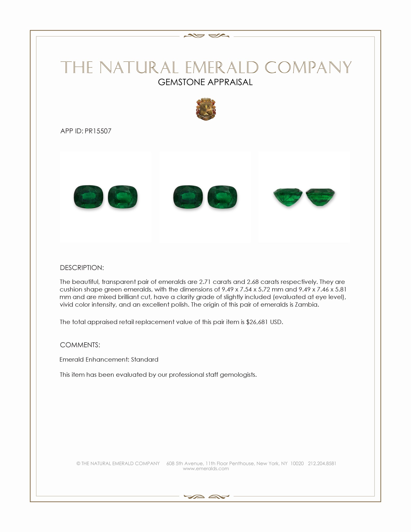 5.39 Ct.Tw. Emerald Pair from Zambia