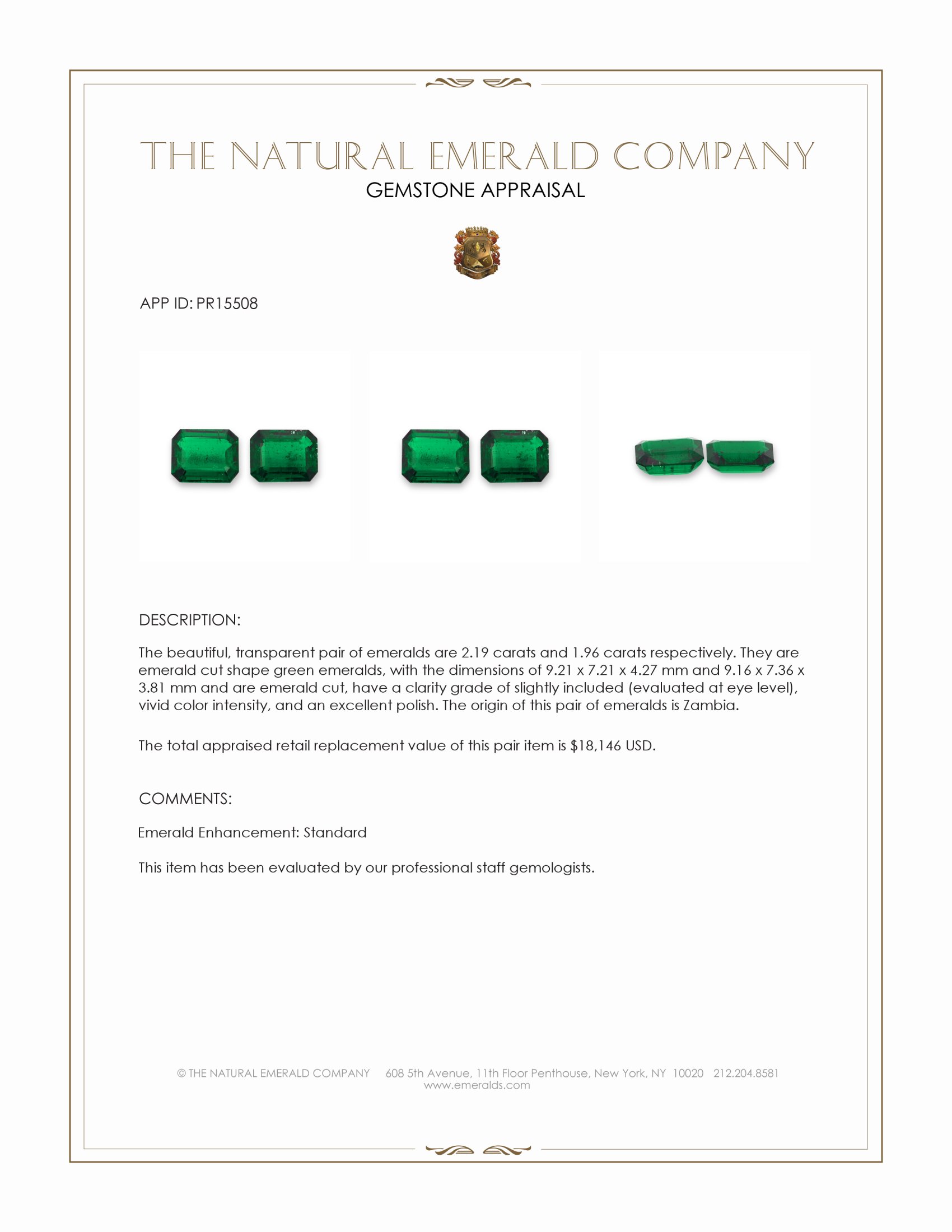 4.15 Ct.Tw. Emerald Pair from Zambia