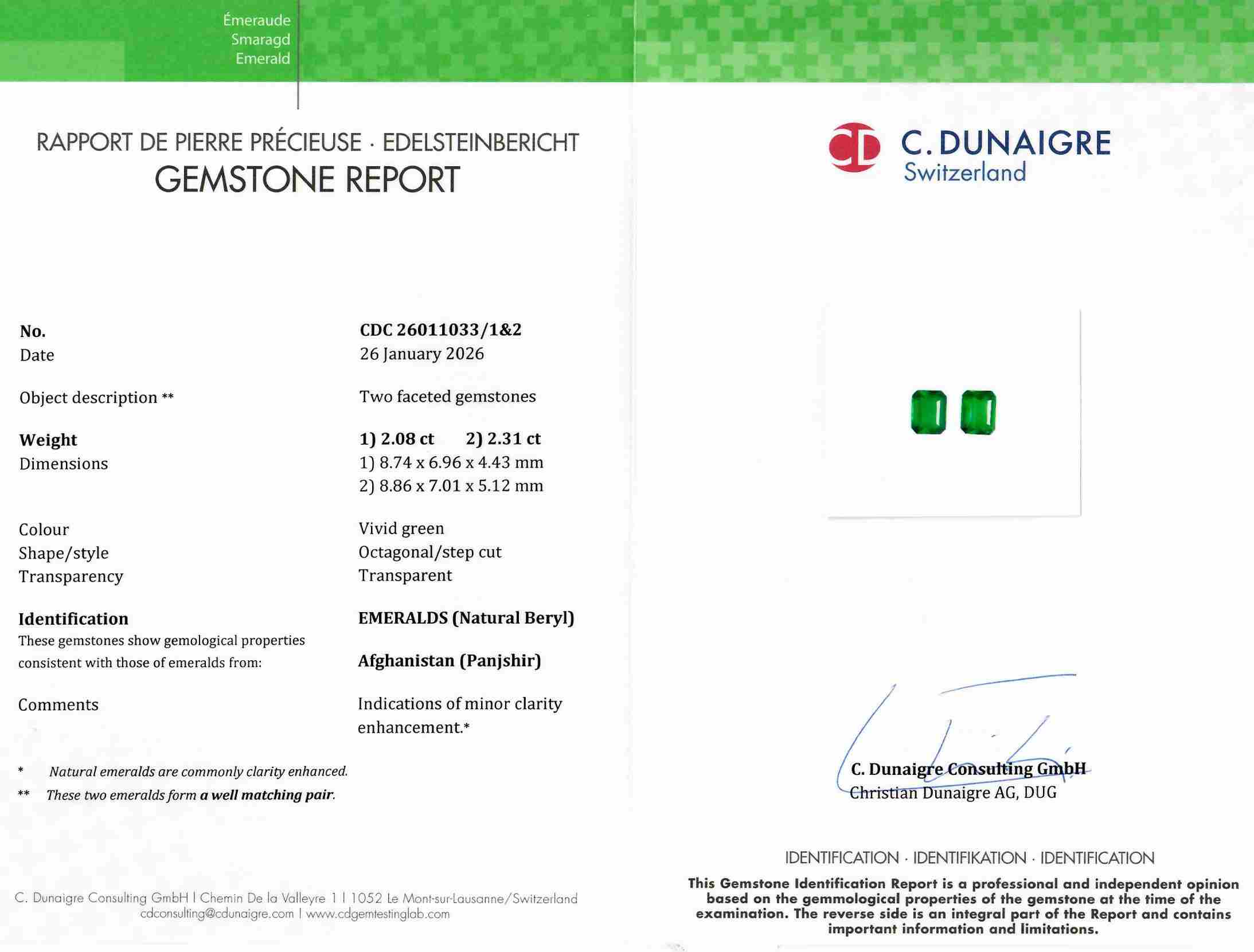 4.39 Ct.Tw. Emerald Pair from Afghanistan