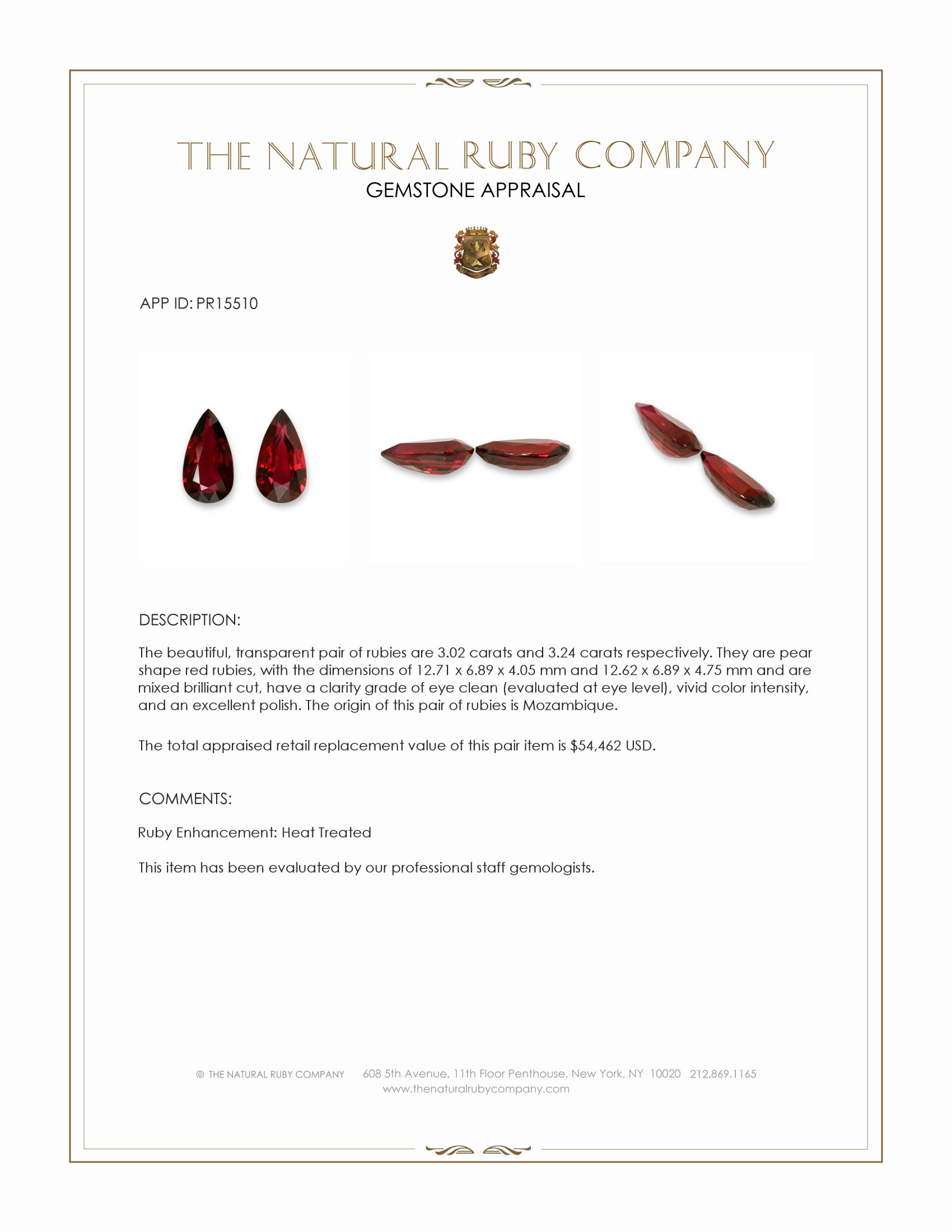 6.26 Ct.Tw. Ruby Pair from Mozambique