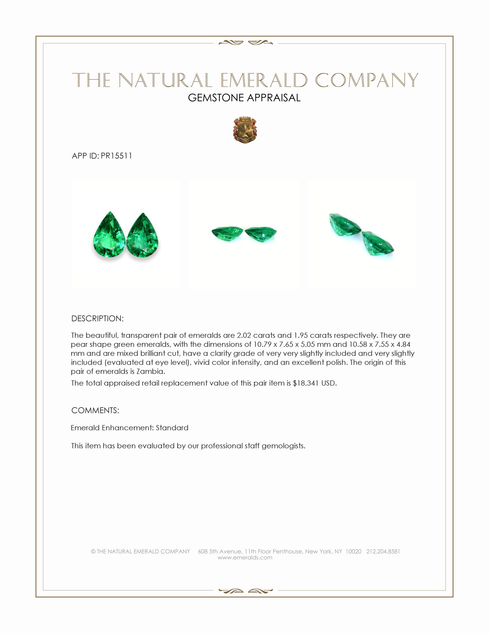 3.97 Ct.Tw. Emerald Pair from Zambia