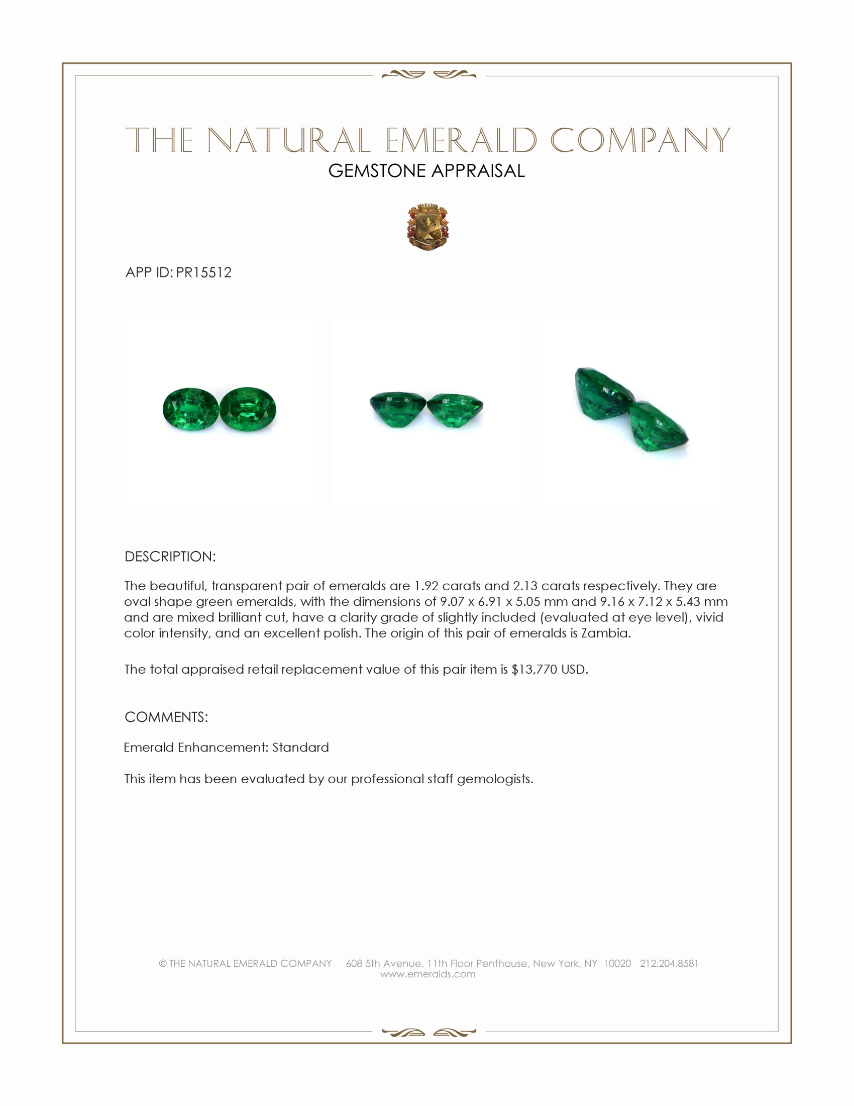 4.05 Ct.Tw. Emerald Pair from Zambia