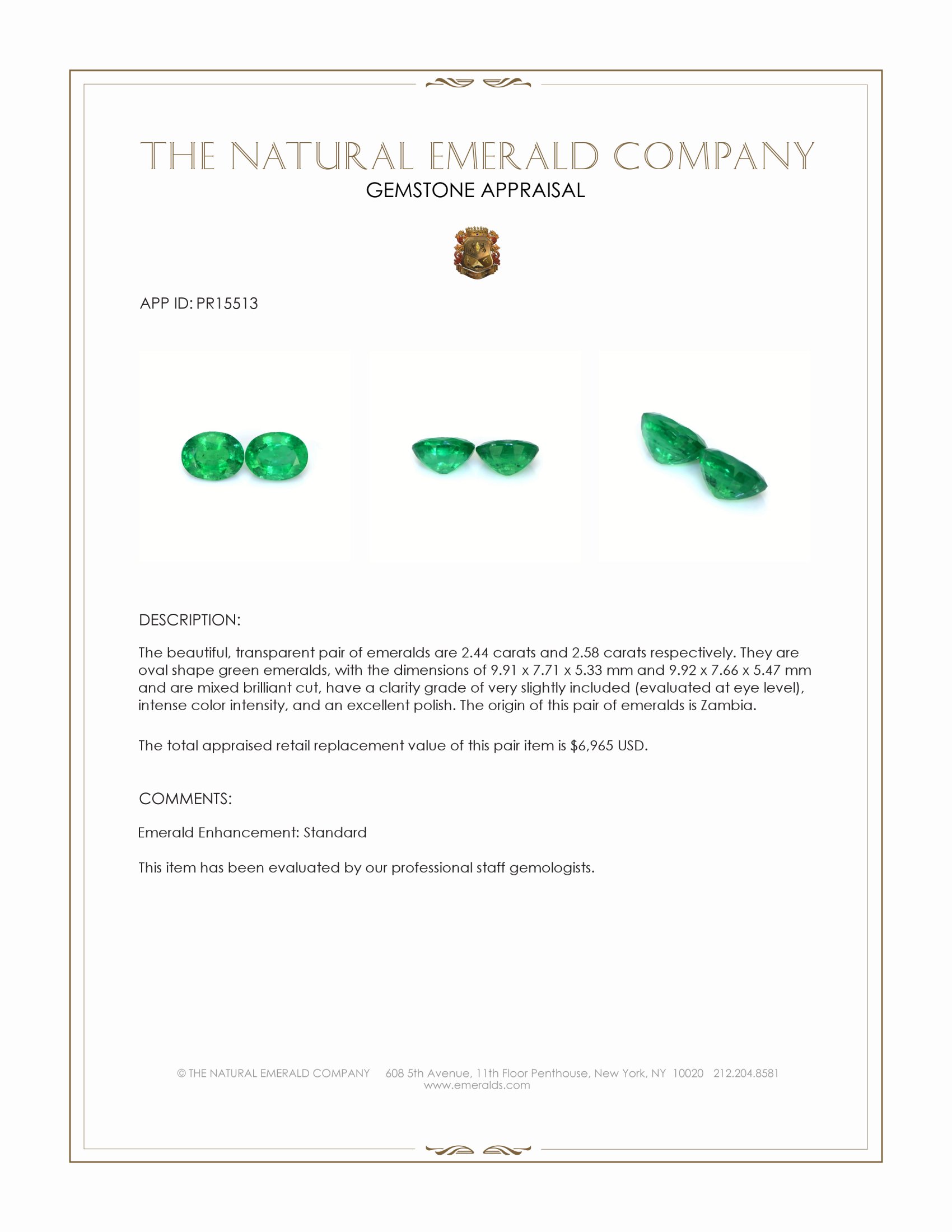 5.02 Ct.Tw. Emerald Pair from Zambia
