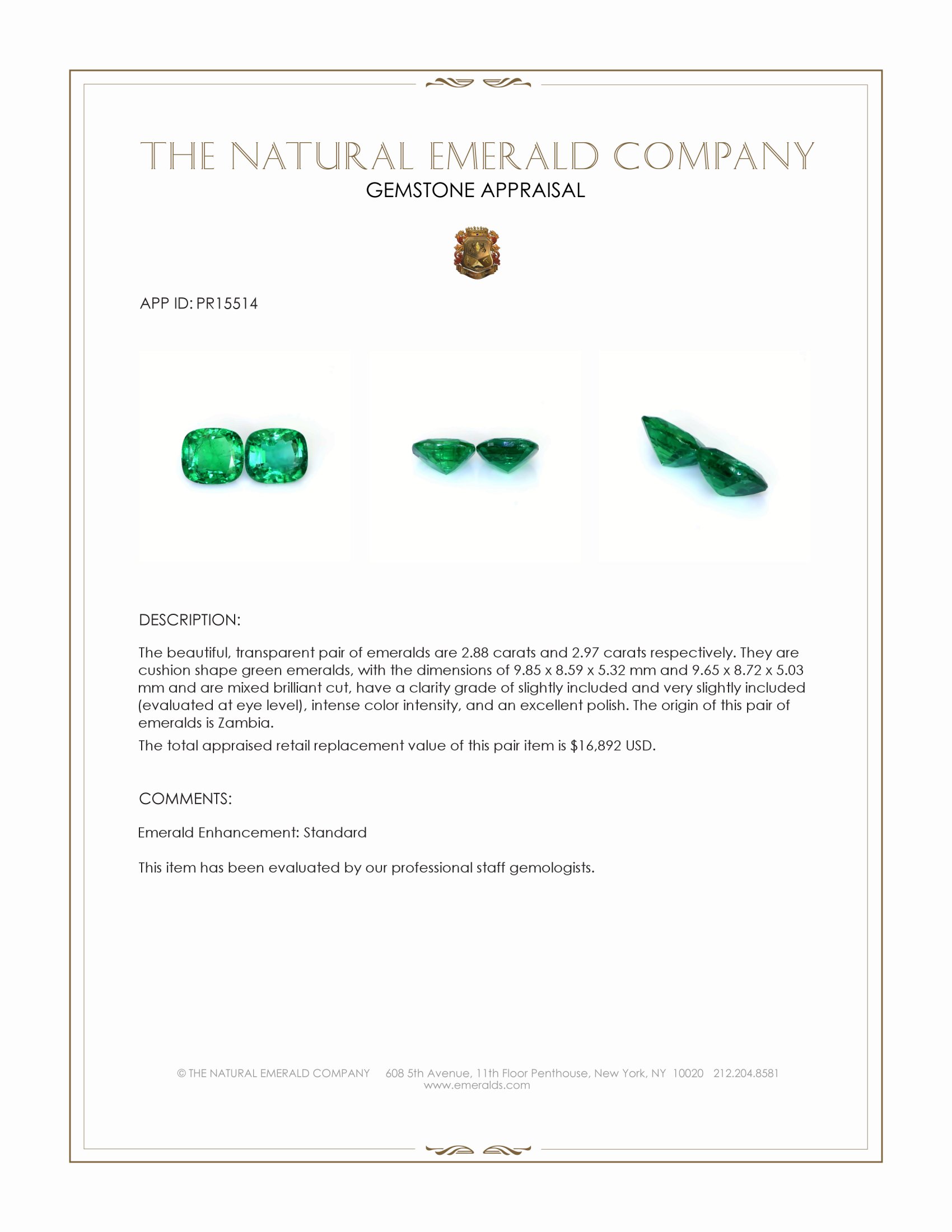 5.85 Ct.Tw. Emerald Pair from Zambia