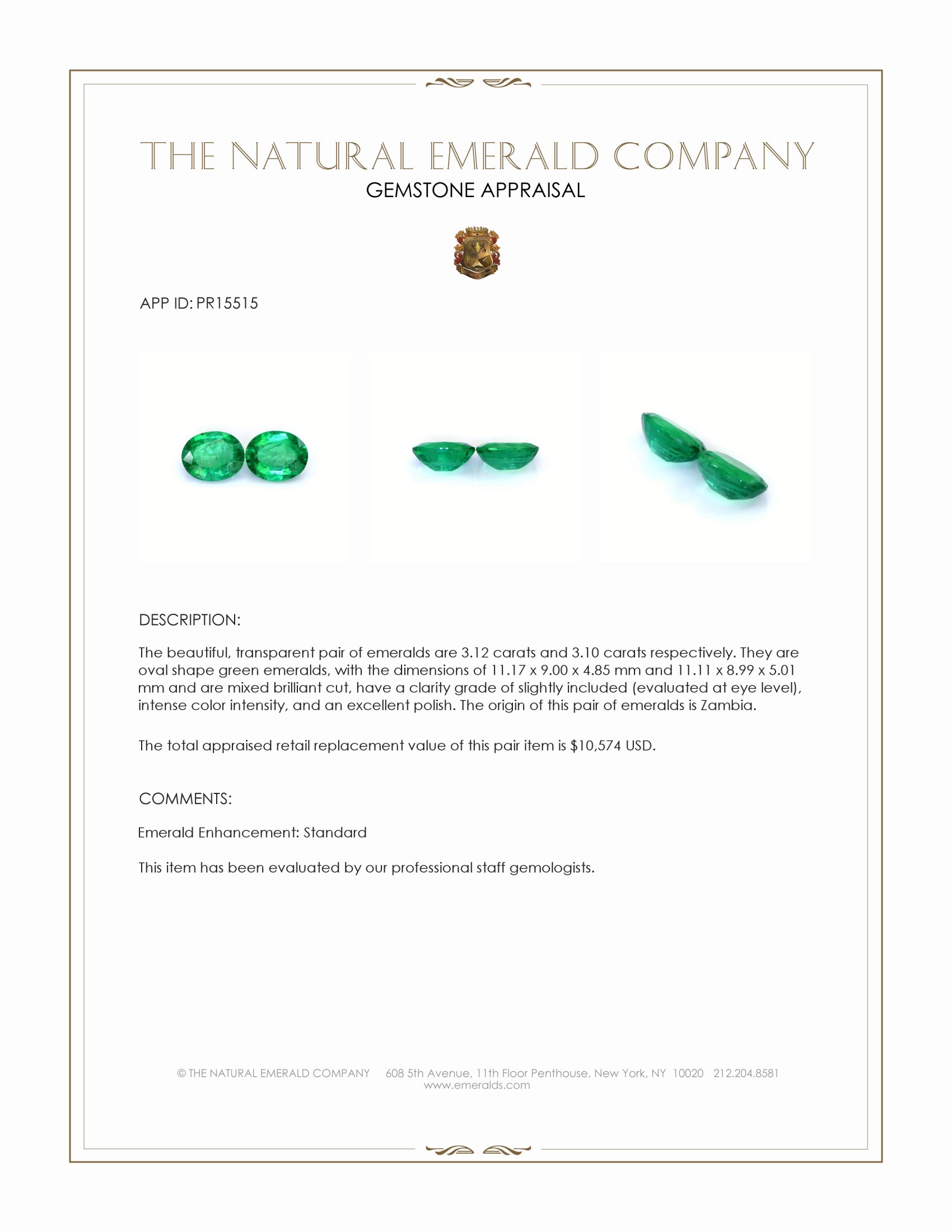 6.22 Ct.Tw. Emerald Pair from Zambia