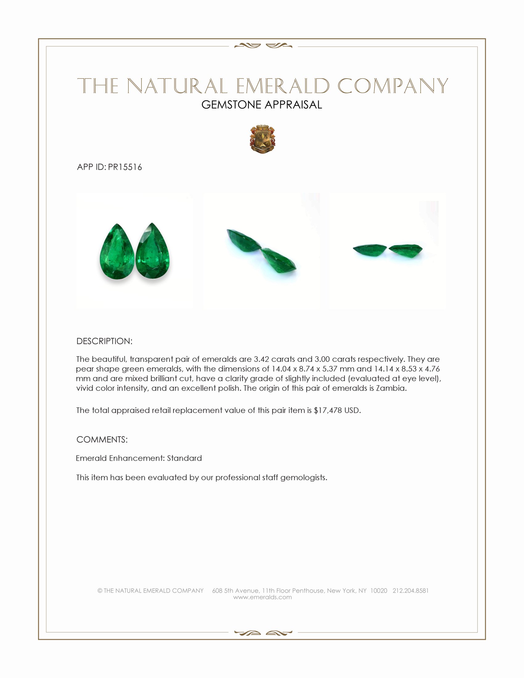 6.42 Ct.Tw. Emerald Pair from Zambia