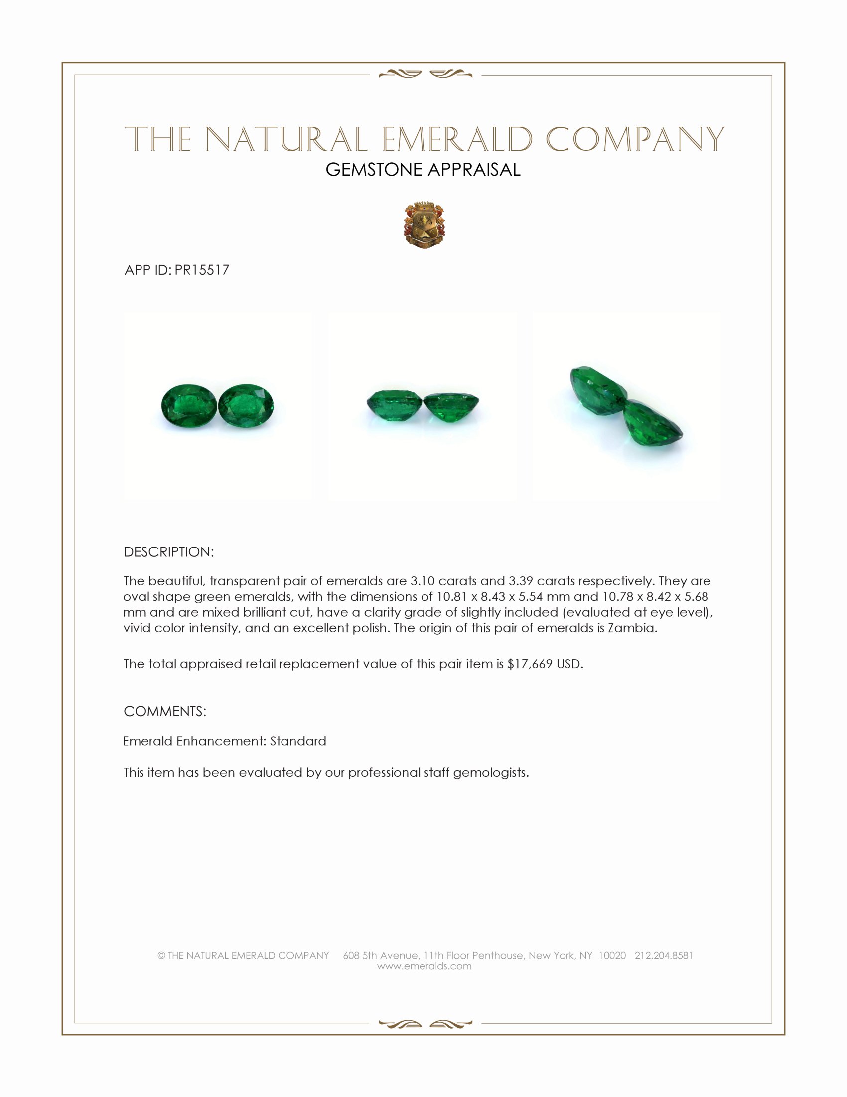 6.49 Ct.Tw. Emerald Pair from Zambia