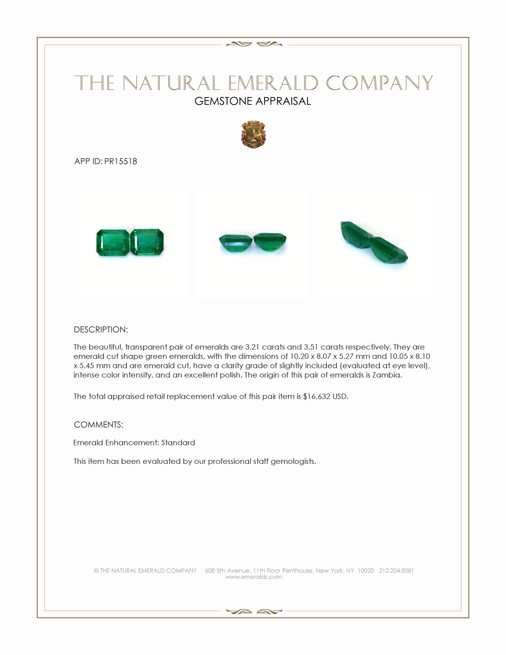 6.72 Ct.Tw. Emerald Pair from Zambia