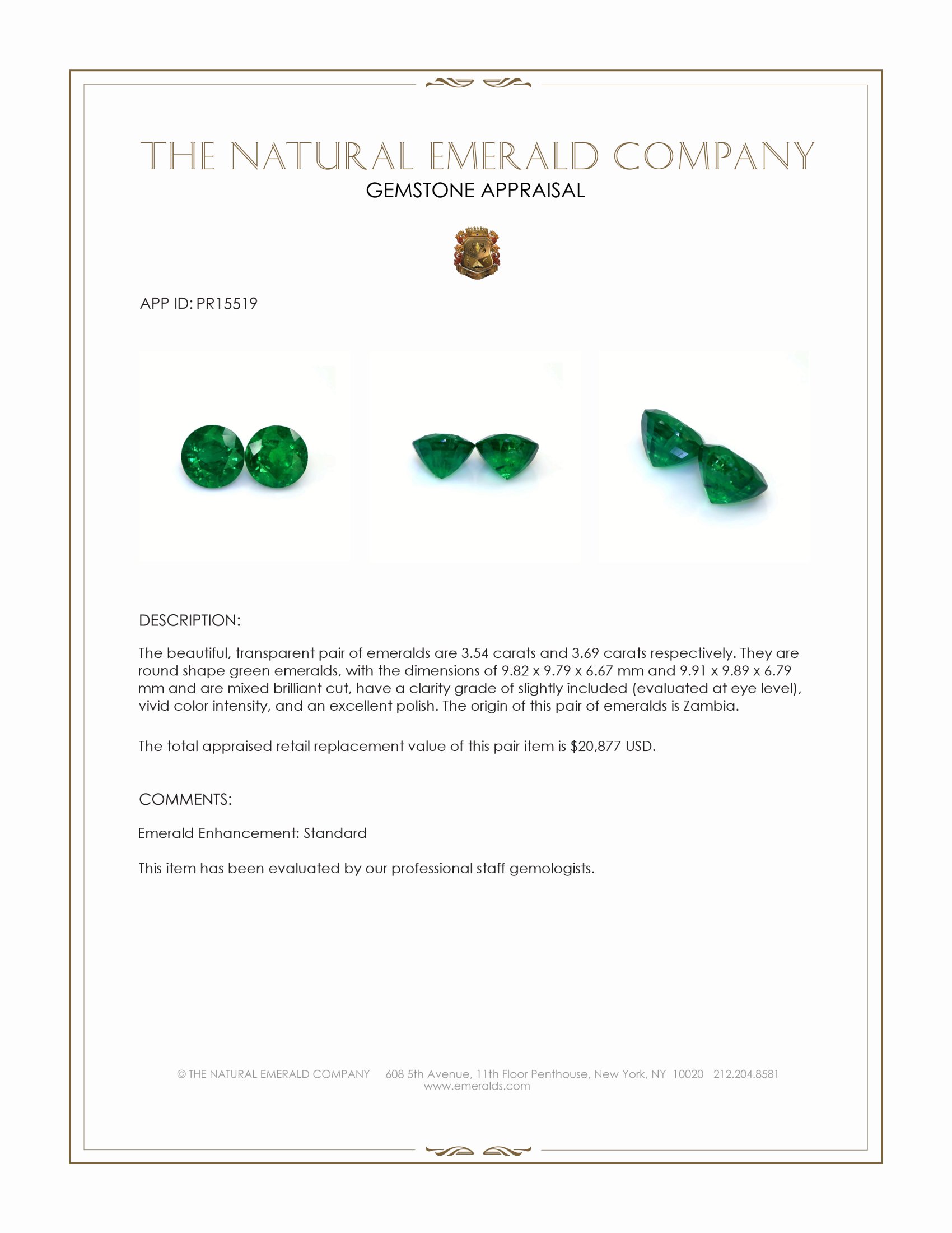 7.23 Ct.Tw. Emerald Pair from Zambia