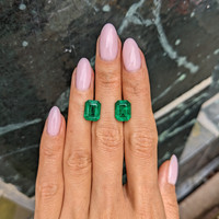 7.42 Ct.Tw.Total Carat Weight Emerald Pair from Zambia Life Style