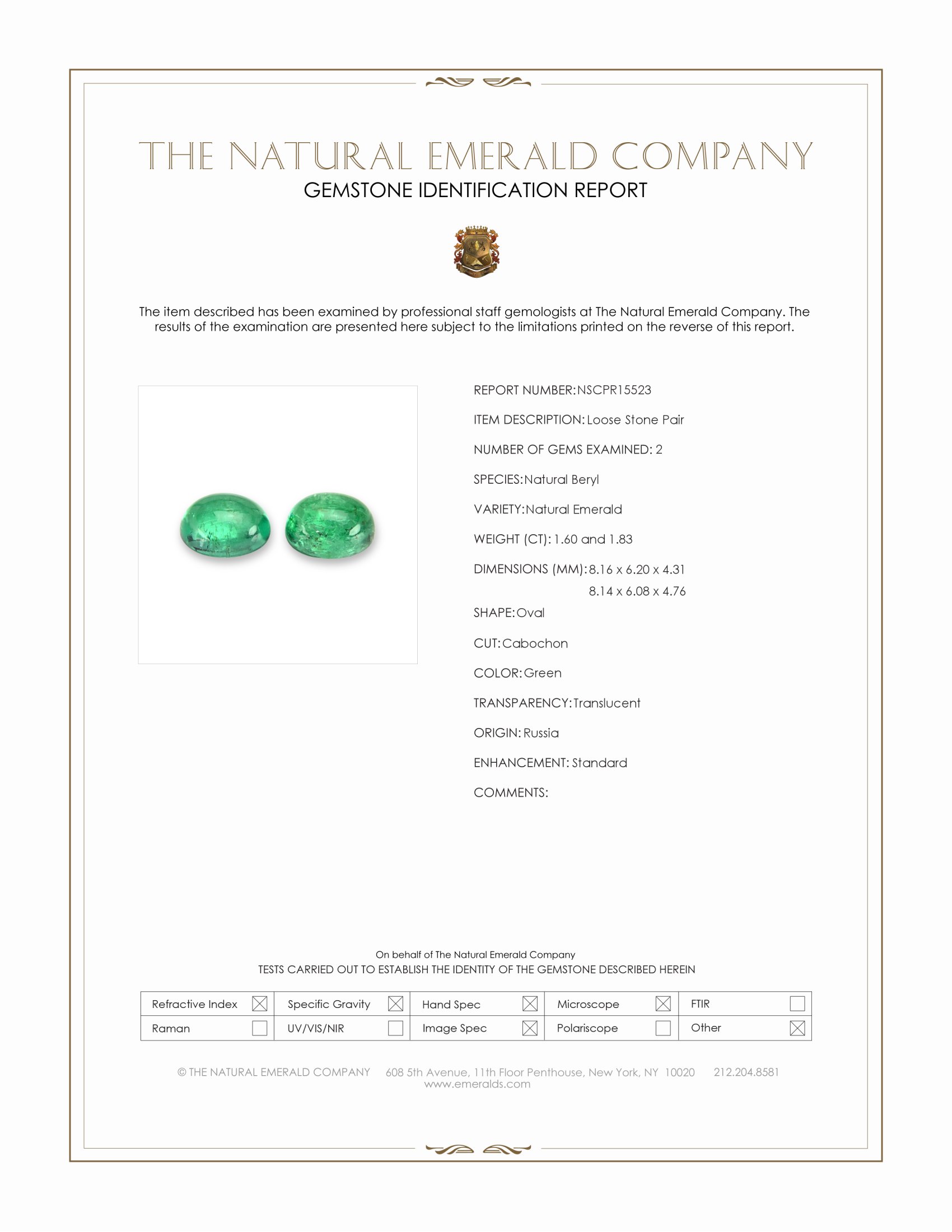 3.43 Ct.Tw. Cabochon Emerald Pair from Russia