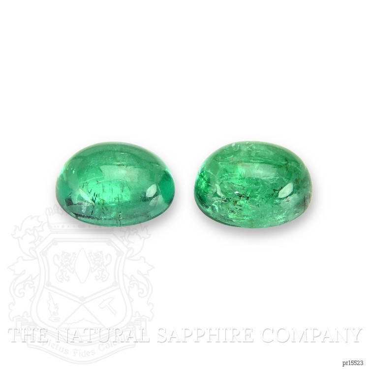 3.43 Ct.Tw. Cabochon Emerald Pair from Russia