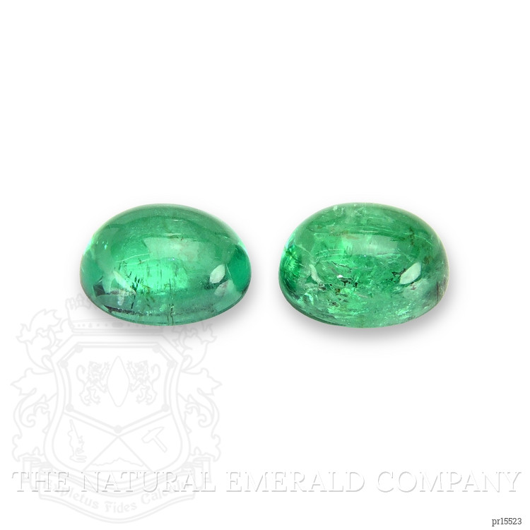 3.43 Ct.Tw. Cabochon Emerald Pair from Russia