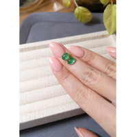 3.43&nbsp;Ct.Tw.Total Carat Weight Cabochon Emerald Pair from Russia Life Style