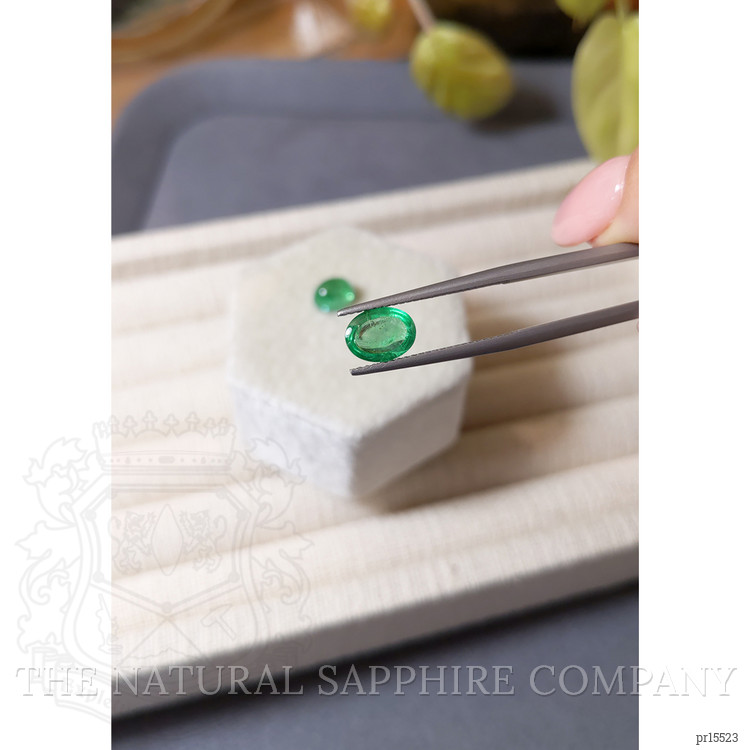 3.43 Ct.Tw. Cabochon Emerald Pair from Russia