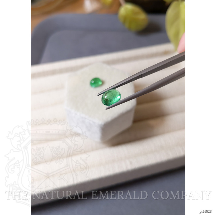 3.43 Ct.Tw. Cabochon Emerald Pair from Russia