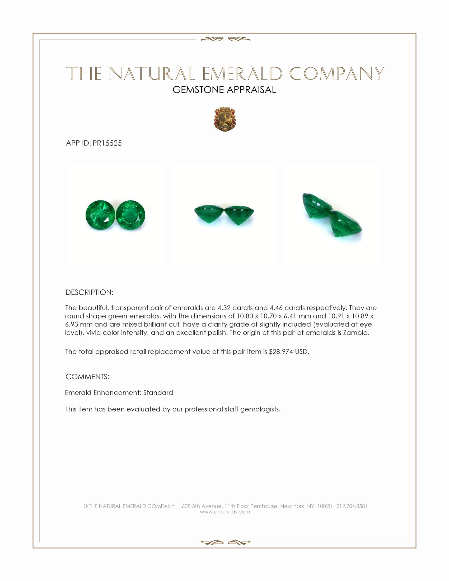8.78 Ct.Tw. Emerald Pair from Zambia