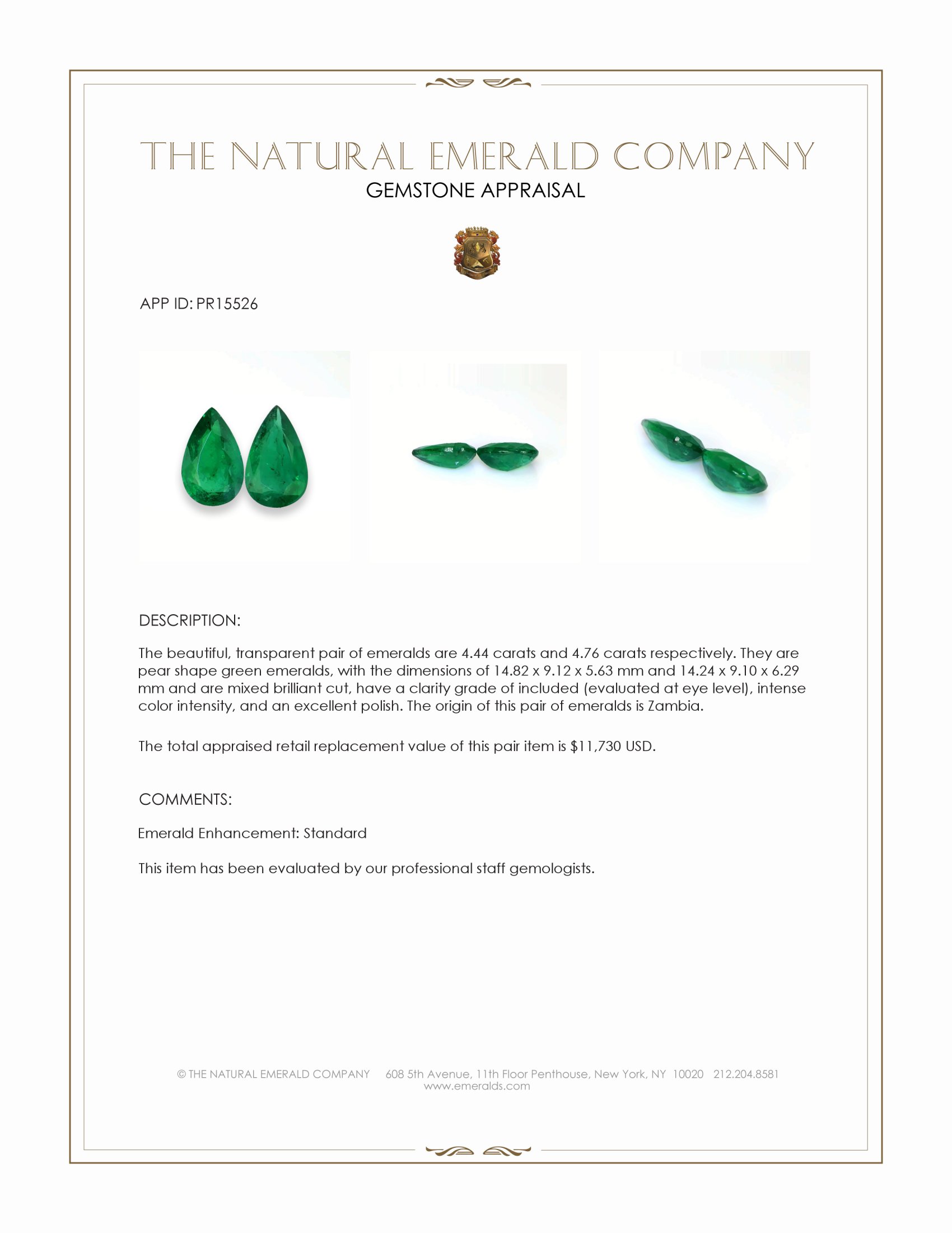 9.20 Ct.Tw. Emerald Pair from Zambia
