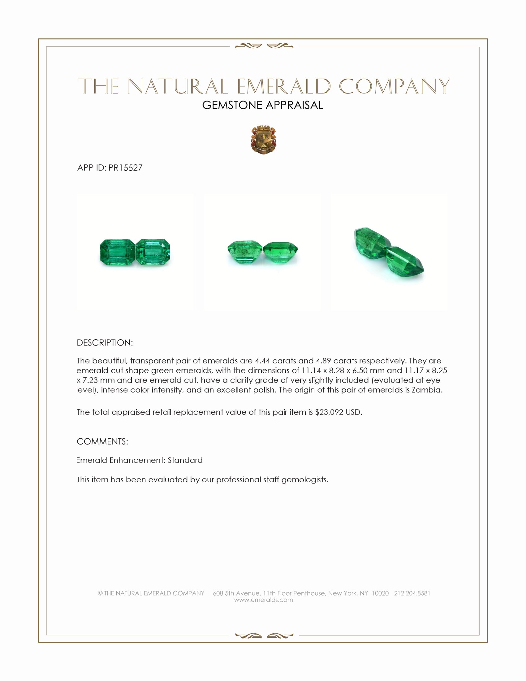 9.33 Ct.Tw. Emerald Pair from Zambia