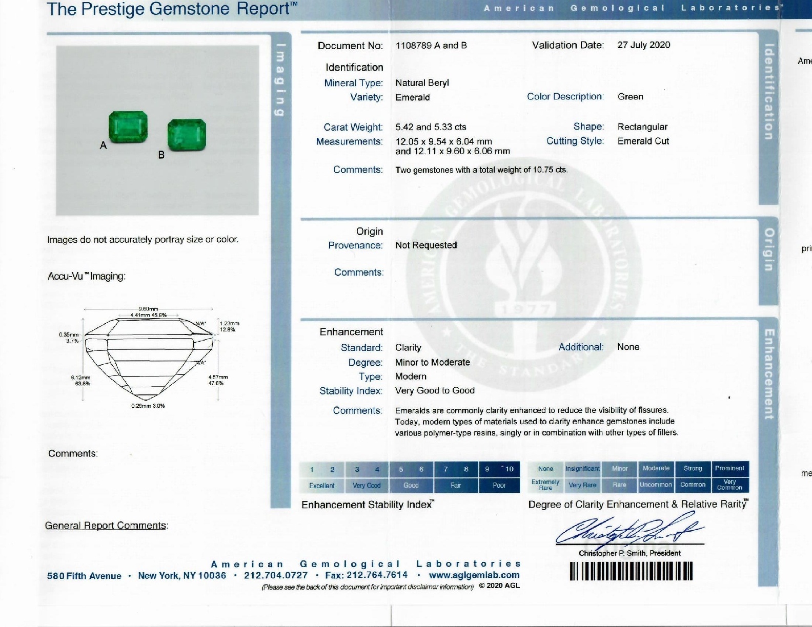10.75 Ct.Tw. Emerald Pair from Zambia