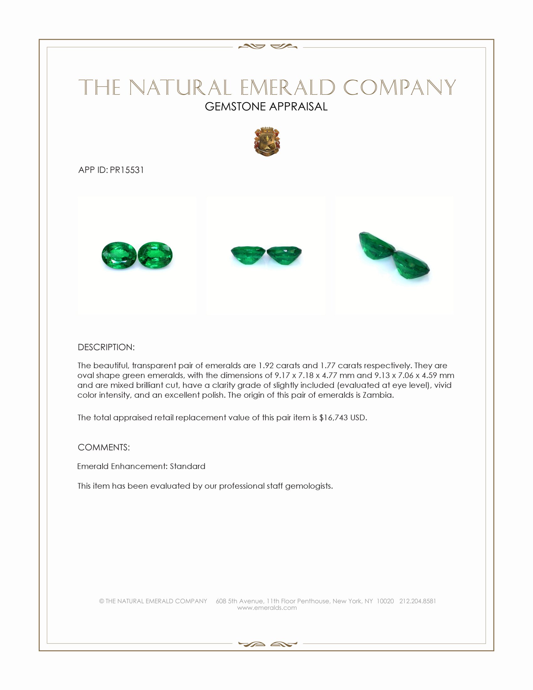 3.69 Ct.Tw. Emerald Pair from Zambia