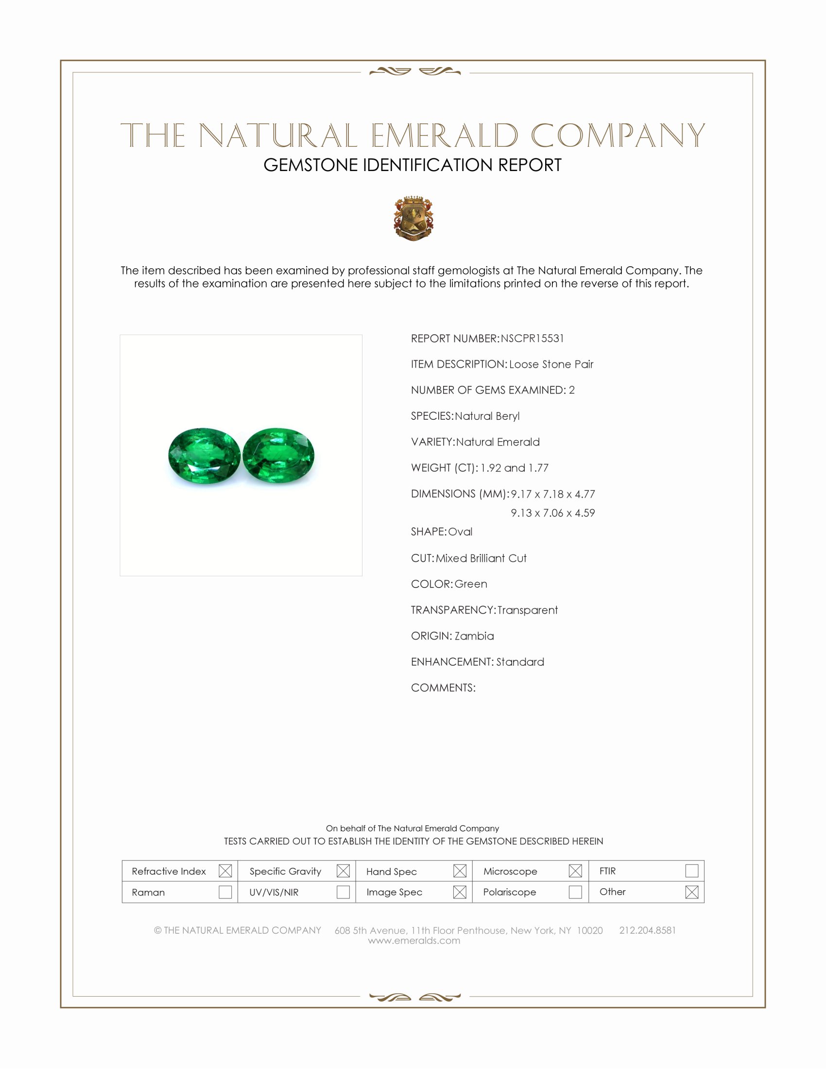 3.69 Ct.Tw. Emerald Pair from Zambia