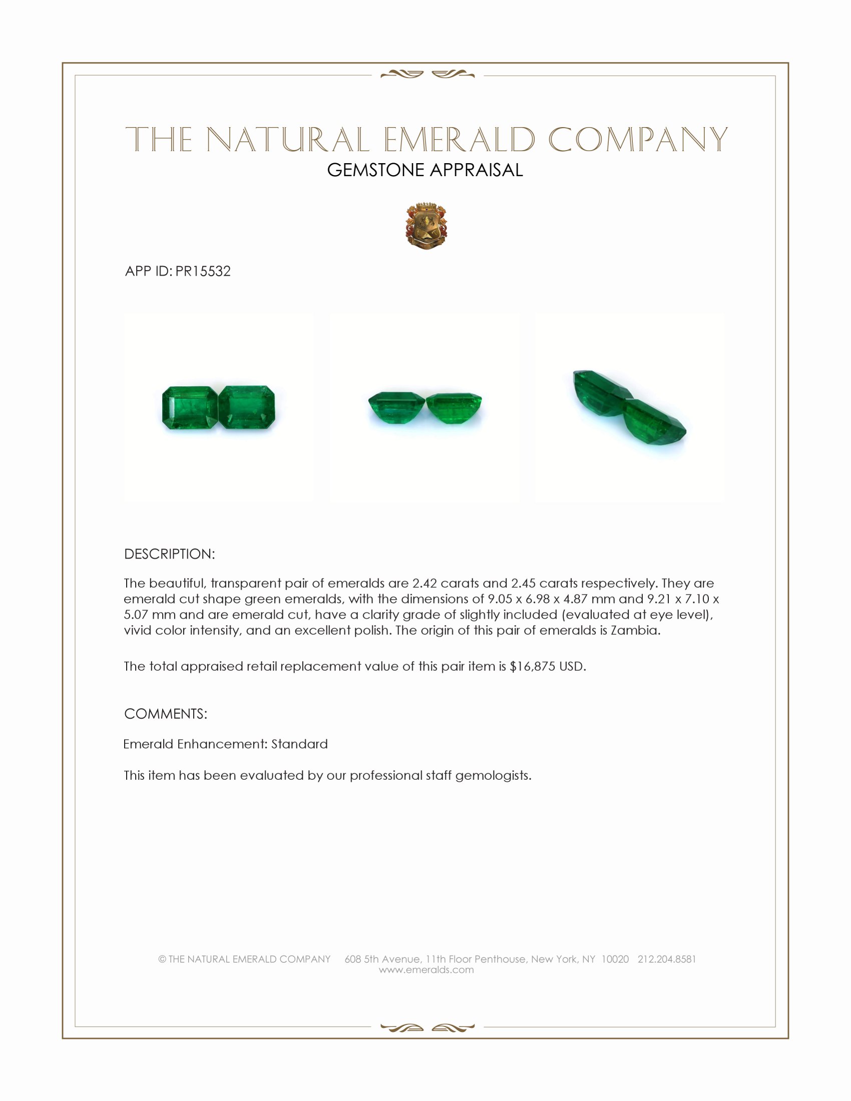4.87 Ct.Tw. Emerald Pair from Zambia