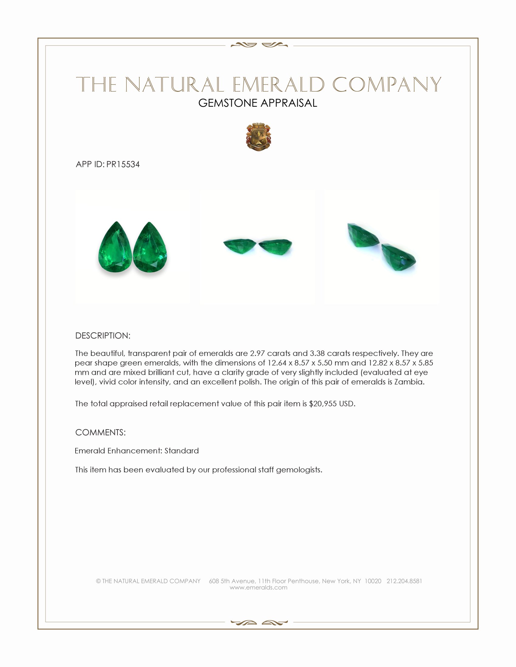 6.35 Ct.Tw. Emerald Pair from Zambia