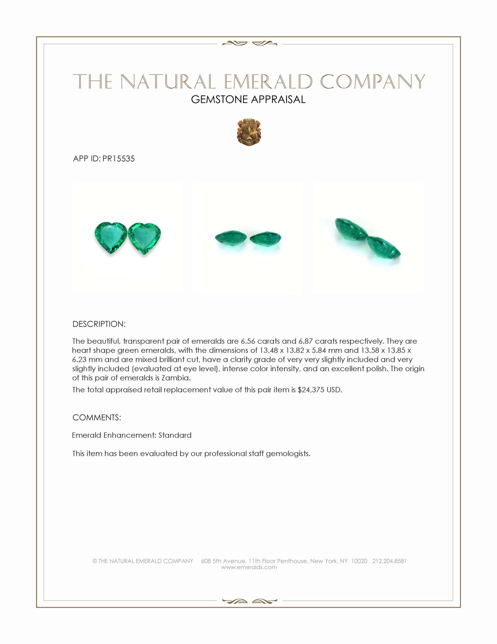 13.43 Ct.Tw. Emerald Pair from Zambia
