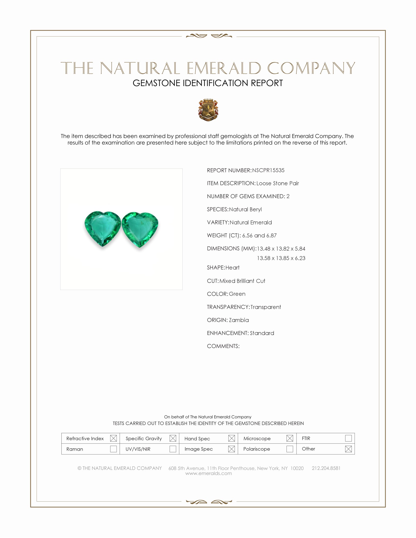 13.43 Ct.Tw. Emerald Pair from Zambia