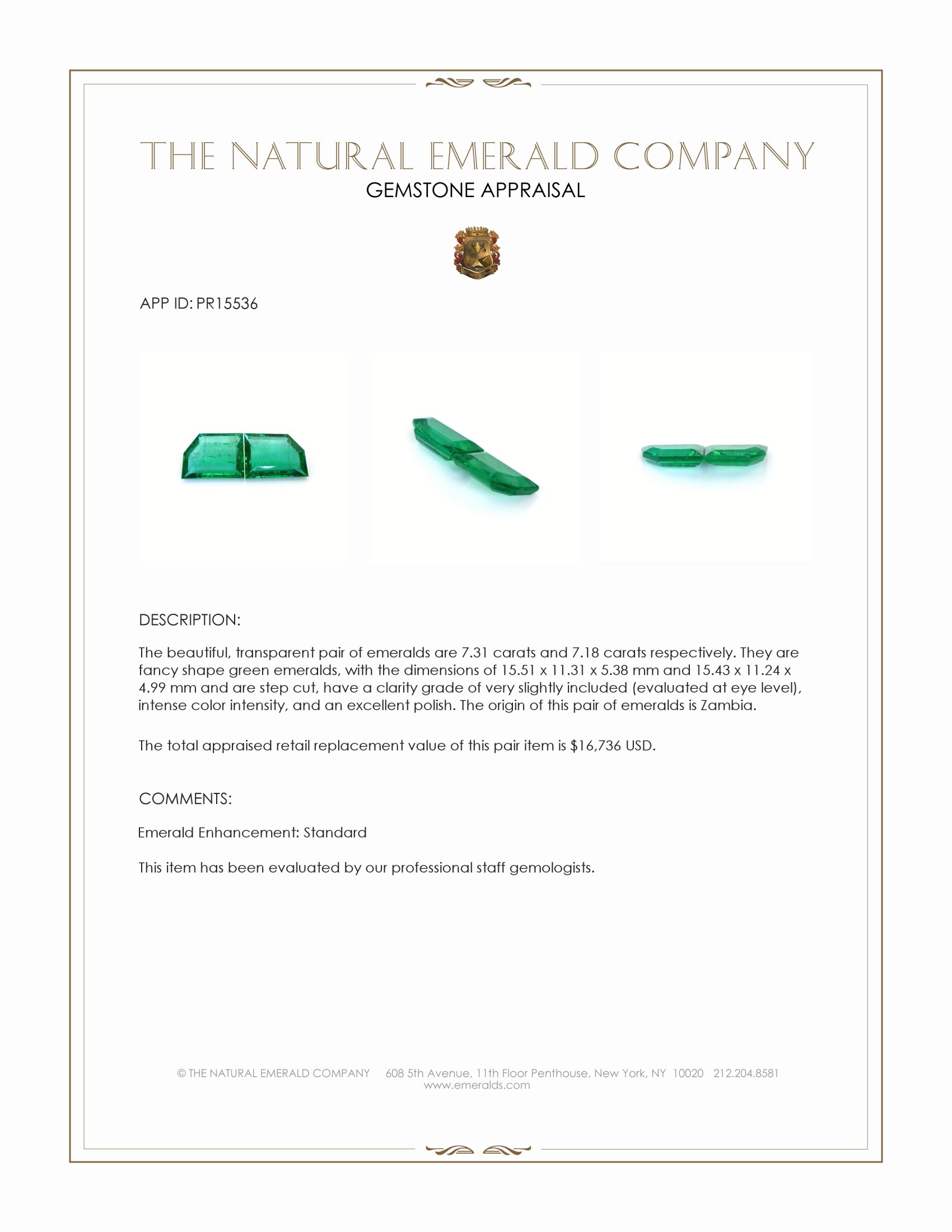14.49 Ct.Tw. Emerald Pair from Zambia