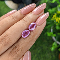 4.05 Ct.Tw.Total Carat Weight Purplish Pink Sapphire Pair from Madagascar Life Style