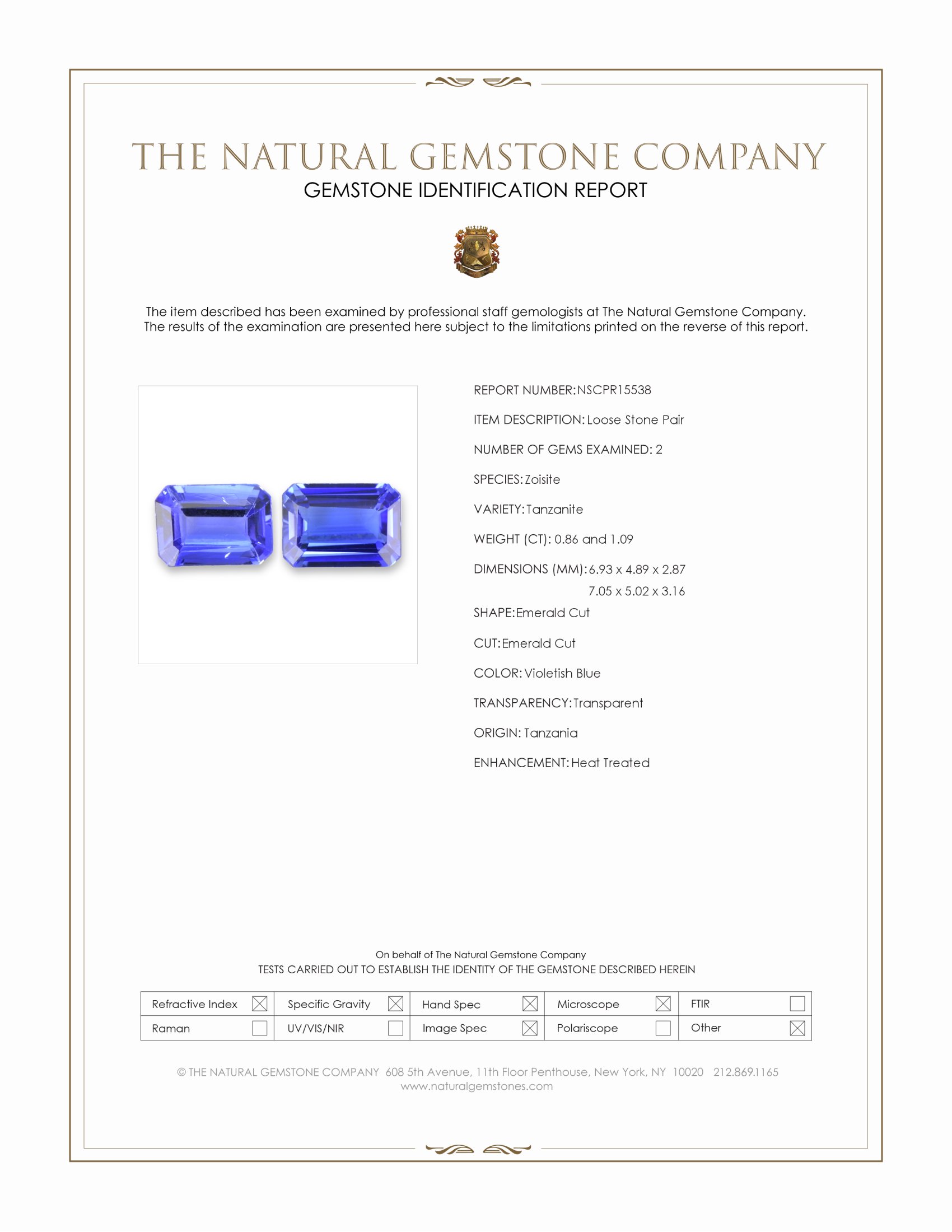1.95 Ct.Tw. Violetish Blue Tanzanite Pair from Tanzania