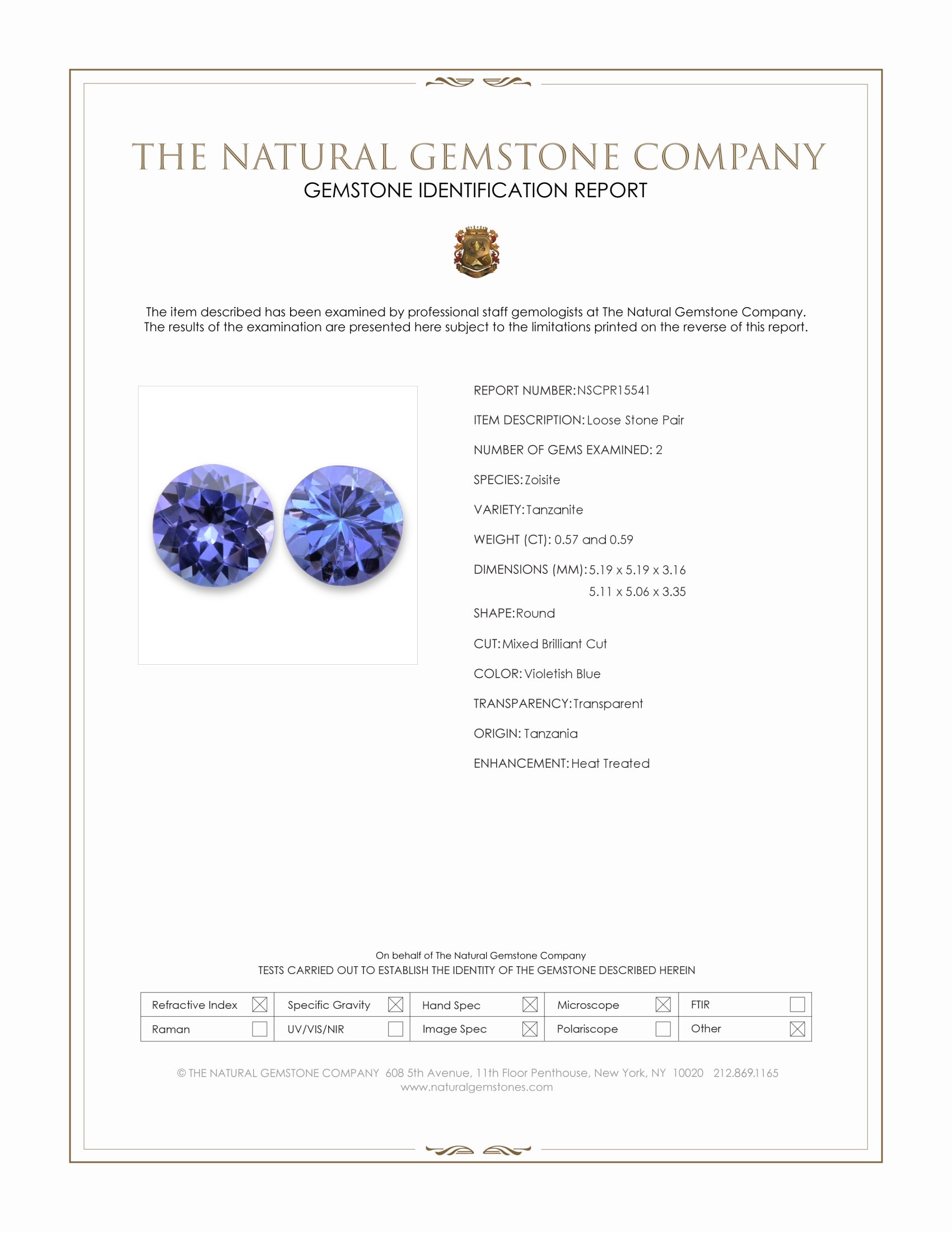 1.16 Ct.Tw. Violetish Blue Tanzanite Pair from Tanzania