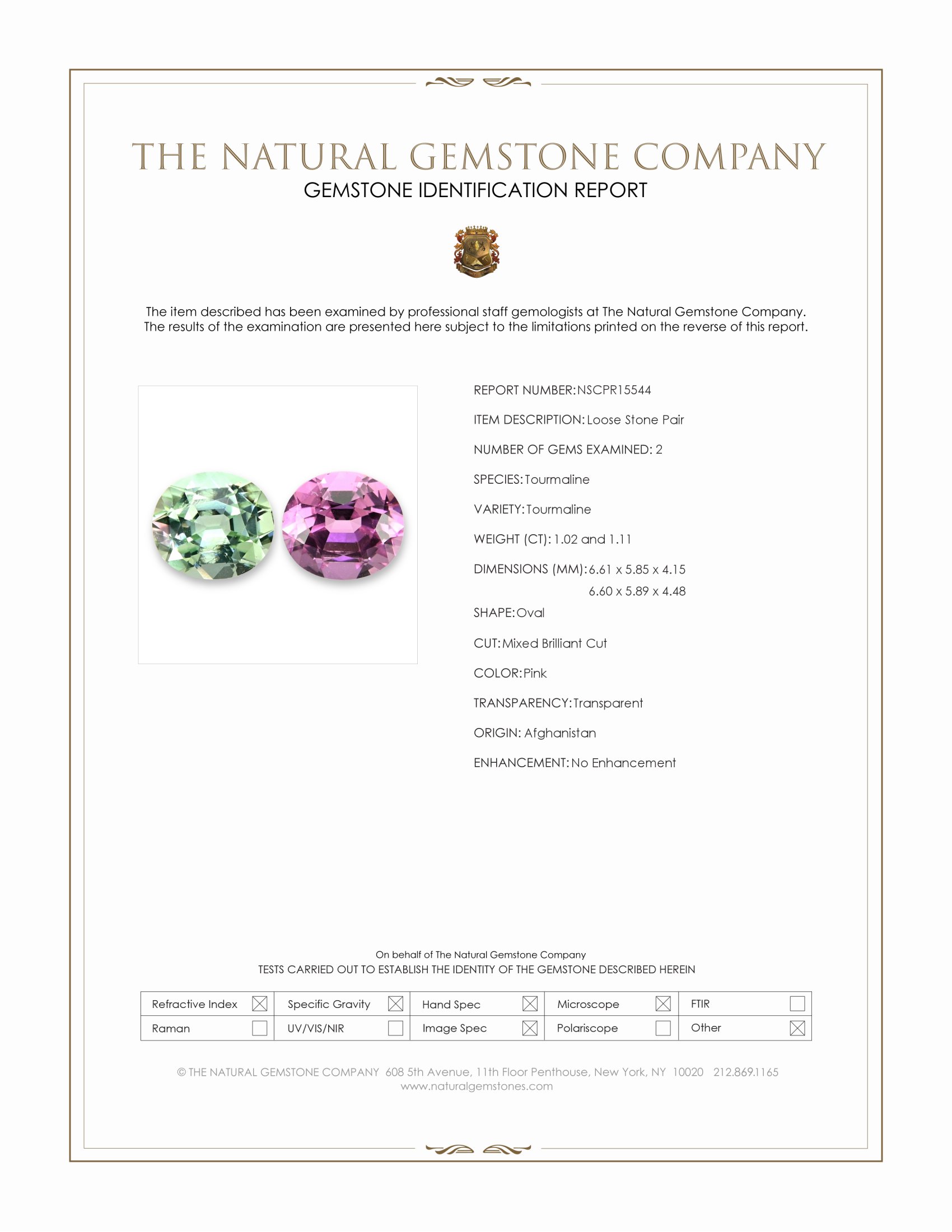 2.13 Ct.Tw. Green Tourmaline Pair from Afghanistan