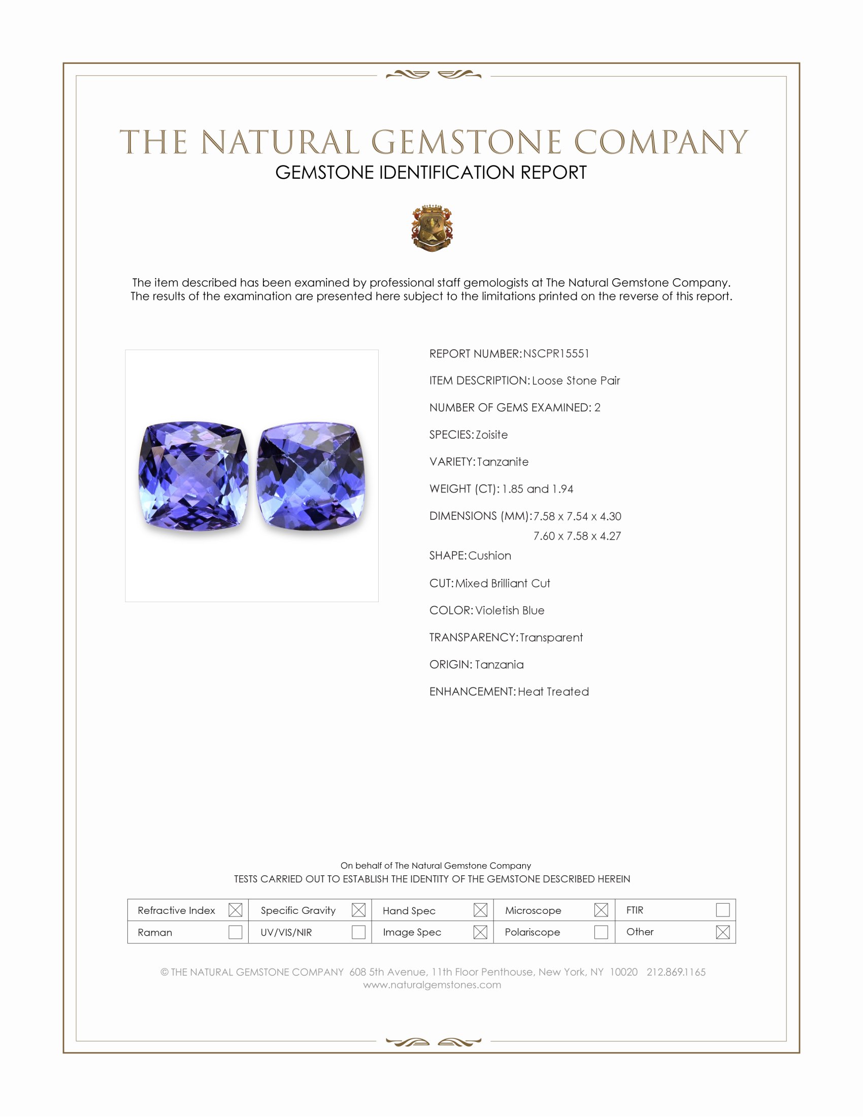3.79 Ct.Tw. Violetish Blue Tanzanite Pair from Tanzania